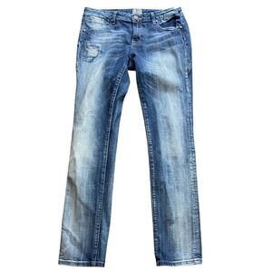 ReRock for Express Women's Jeans Sz 12 Skinny Low Rise Distressed Stretch Blue